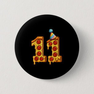 Pizza 11th Birthday 11 Years Old Party Hat Bday Bo 6 Cm Round Badge