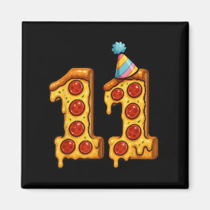 Pizza 11th Birthday 11 Years Old Party Hat Bday Bo Magnet