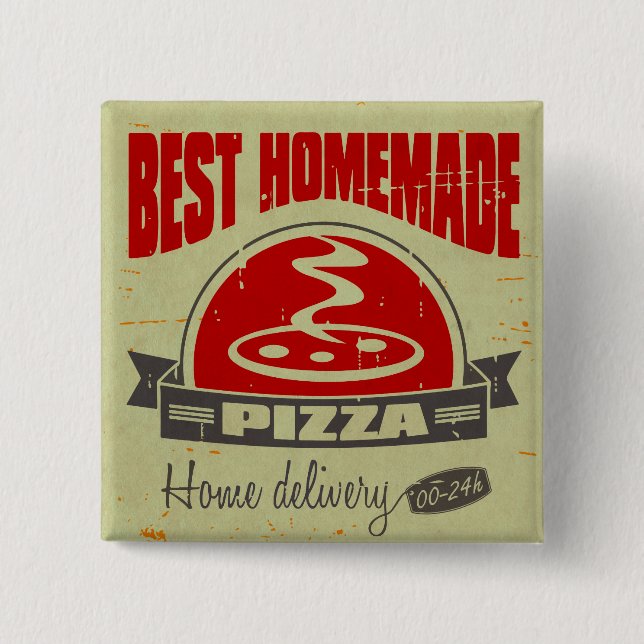 Pizza 15 Cm Square Badge (Front)