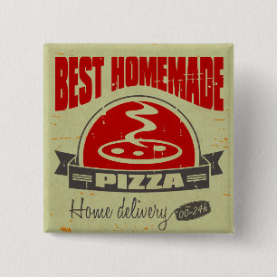 Pizza 15 Cm Square Badge