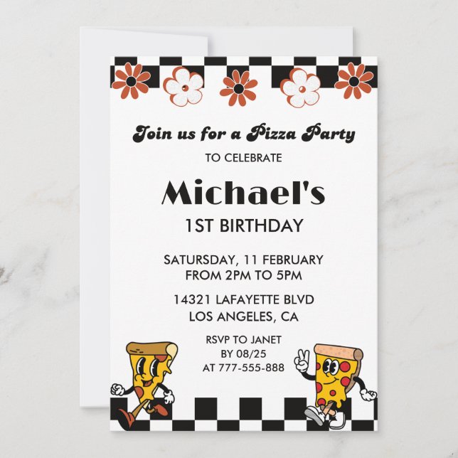 Pizza 1st Birthday Invitations| Funny Pizza Party Invitation (Front)