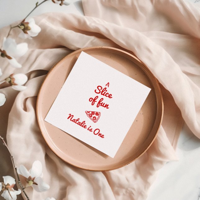 Pizza 1st Hand Drawn Slice Of Fun Birthday Party Napkin (Creator Uploaded)