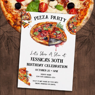 Pizza 40th Birthday Party Invitation