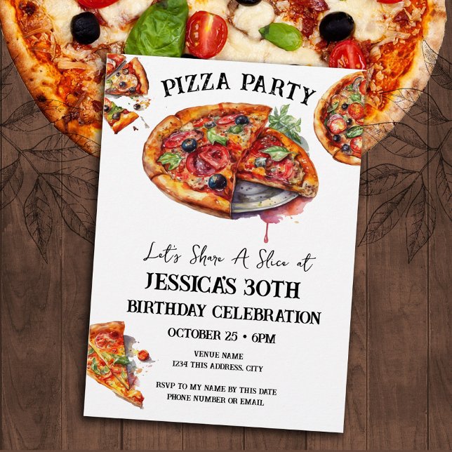 Pizza 40th Birthday Party Invitation (Creator Uploaded)