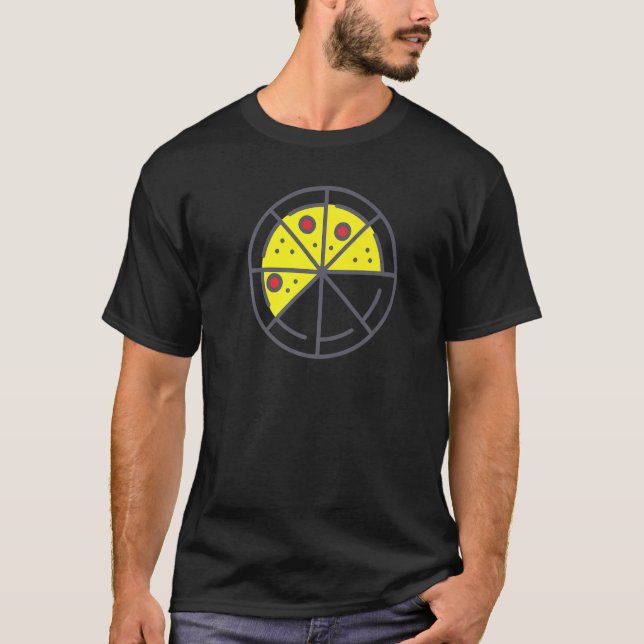 Pizza 5 Slices Cheese Pepperoni Funny Geometric Fo T-Shirt (Front)