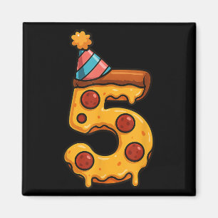 Pizza 5th Birthday 5 Years Old Party Hat Bday Boys Magnet
