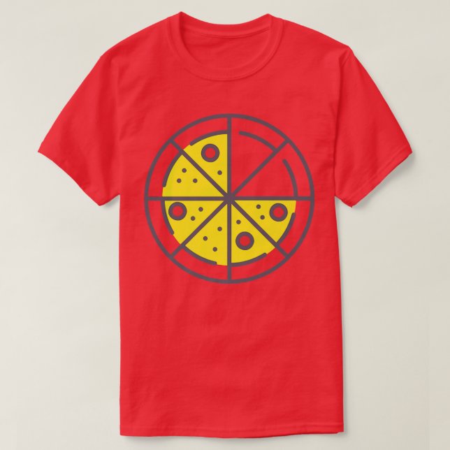 Pizza 6 Slices Cheese Pepperoni Funny Geometric Fo T-Shirt (Design Front)