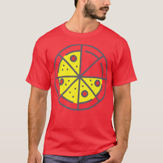Pizza 6 Slices Cheese Pepperoni Funny Geometric Fo T-Shirt