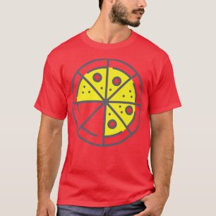 Pizza 6 Slices Cheese Pepperoni Funny Geometric Fo T-Shirt