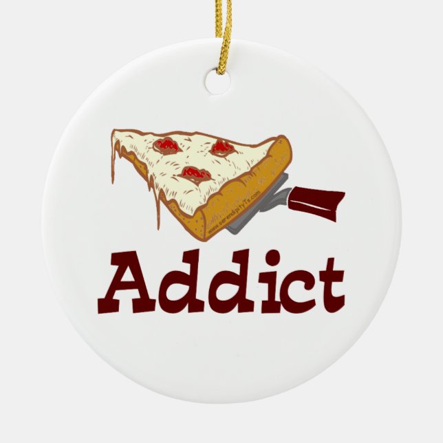 Pizza Addict Ceramic Tree Decoration (Front)