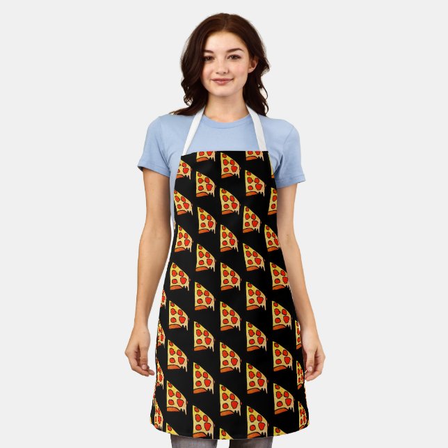 pizza All-Over Print Apron, Medium Apron (Worn)