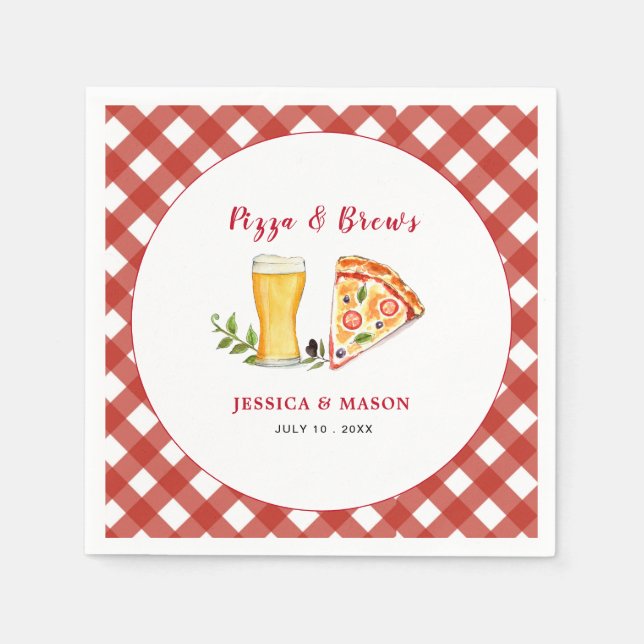 Pizza and Beer Casual Couples shower  Napkin (Front)