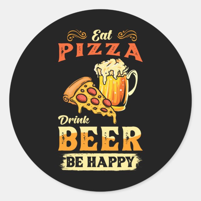 Pizza And Beer Classic Round Sticker (Front)
