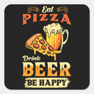 Pizza And Beer Square Sticker