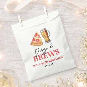Pizza and Brews Beer Glass Birthday Party Favour Bag