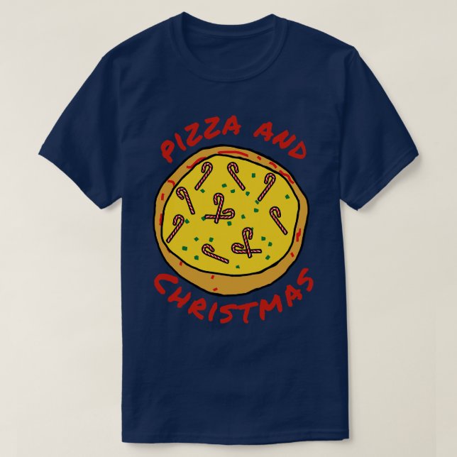 Pizza and Christmas Food T-Shirt (Design Front)
