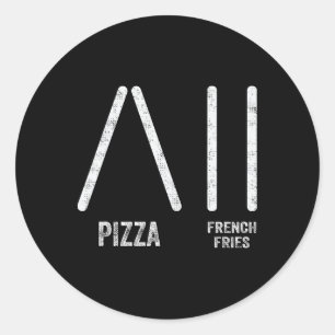 Pizza And French Fries Ski Style - Funny Skiing In Classic Round Sticker