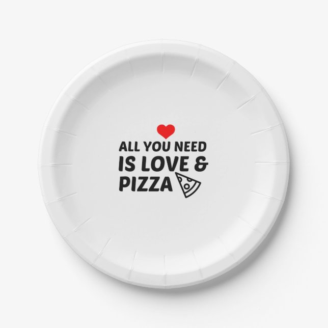 PIZZA AND LOVE PAPER PLATE (Front)