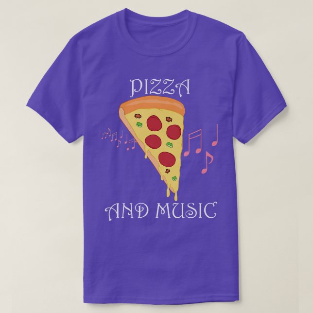 Pizza and Music Notes Musician Clef Hobby Chef  T-Shirt (Design Front)