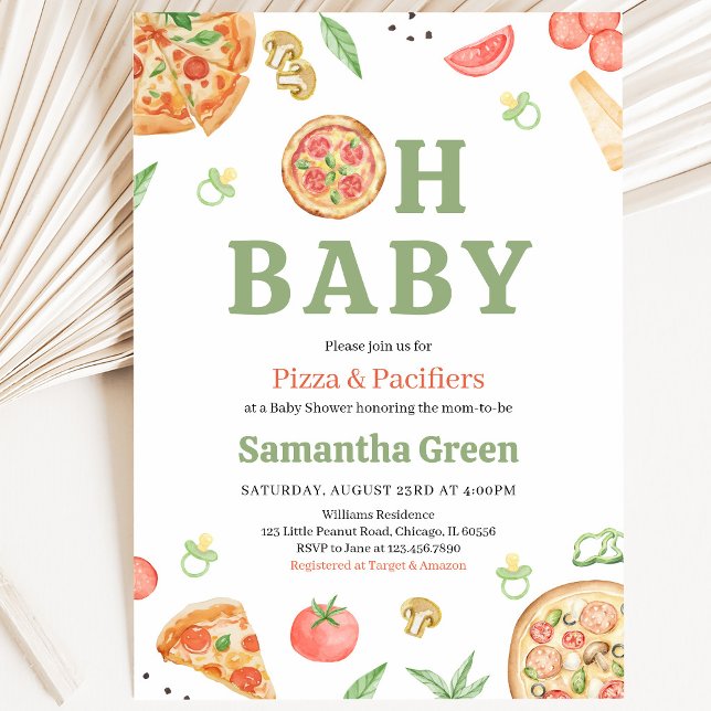Pizza and Pacifiers Baby Shower Invitation (Creator Uploaded)