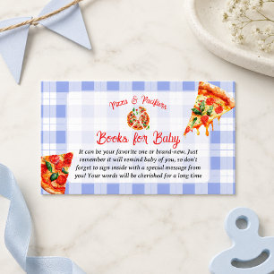 Pizza and Pacifiers Blue Boy Books For Baby Shower Enclosure Card