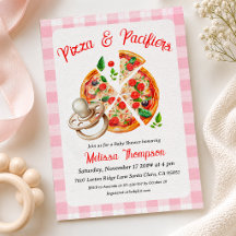 Pizza and Pacifiers Girl Pink Plaid Baby Shower