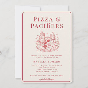 Pizza and Pacifiers Italian Themed Baby Shower Invitation
