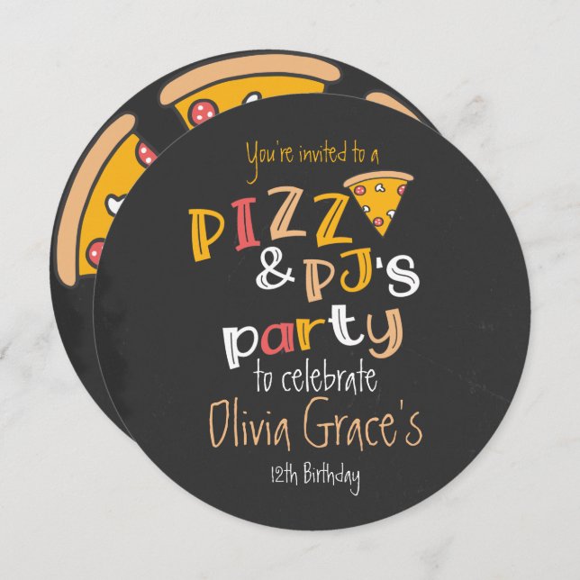 Pizza And Pajama Party Invitation (Front/Back)