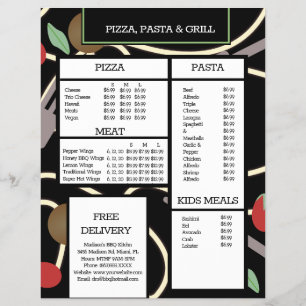 Pizza and Pasta Grill Restaurant Spaghetti Menu