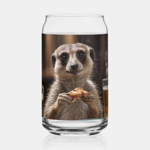 "Pizza and Pints: A Meerkat’s Perfect Snack Break" Can Glass