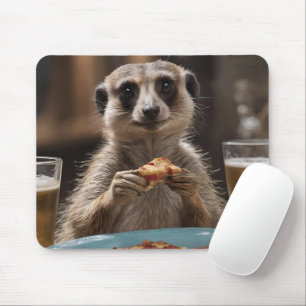 "Pizza and Pints: A Meerkat’s Perfect Snack Break" Mouse Pad