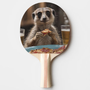"Pizza and Pints: A Meerkat’s Perfect Snack Break" Ping Pong Paddle