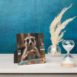 "Pizza and Pints: A Meerkat’s Perfect Snack Break" Plaque