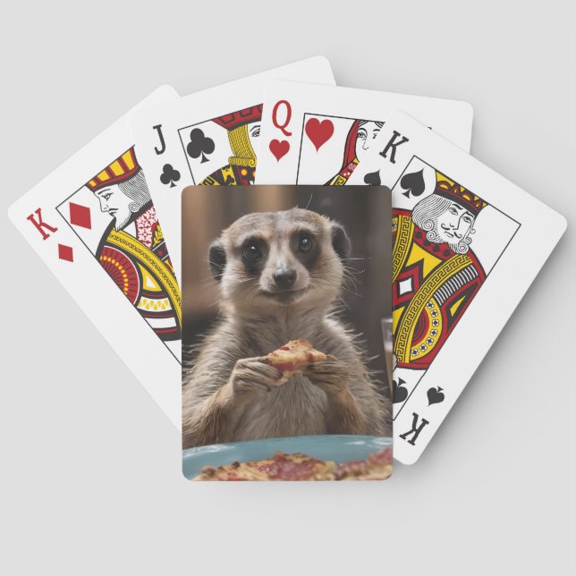 "Pizza and Pints: A Meerkat’s Perfect Snack Break" Playing Cards (Back)
