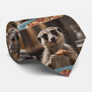 "Pizza and Pints: A Meerkat’s Perfect Snack Break" Tie