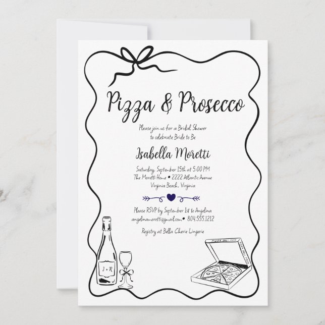 Pizza and Prosecco Bridal Shower Invitation  (Front)