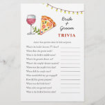 Pizza and Wine Bridal Shower Trivia games<br><div class="desc">"Pizza and love" theme  Bridal shower Trivia game featuring cute hand painted watercolor suitcase and globe.  Personalise the back of the card with name of the bride and shower date.</div>