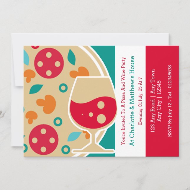 Pizza And Wine Party Custom Invitation (Front)