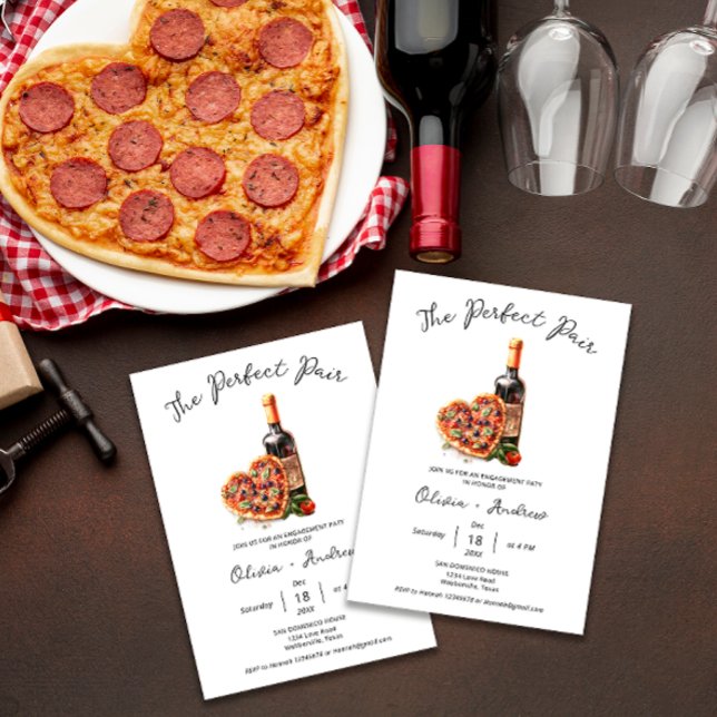 Pizza and Wine Perfect Pair Engagement Party Invitation (Creator Uploaded)