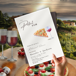 Pizza and Wine The Perfect Pair Rehearsal Dinner Invitation