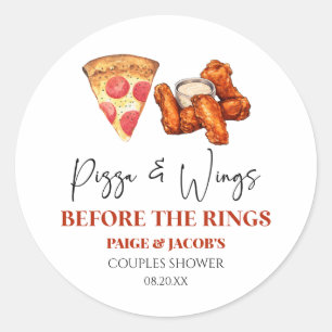 Pizza and Wings Before The Rings Couples Shower  Classic Round Sticker