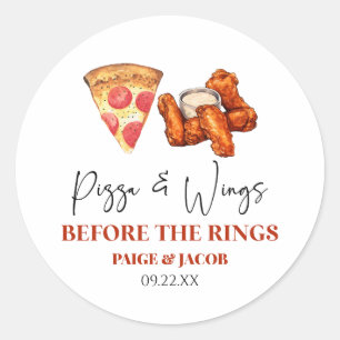 Pizza and Wings Before The Wings Rehearsal Dinner Classic Round Sticker