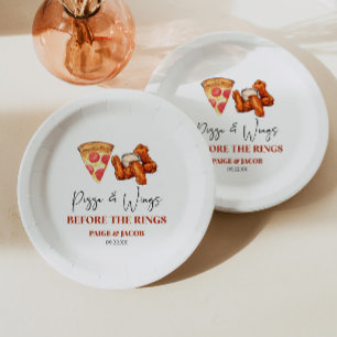 Pizza and Wings Before The Wings Rehearsal Dinner Paper Plate