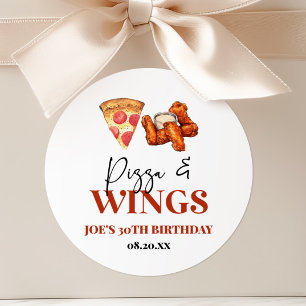 Pizza and Wings Birthday Party Classic Round Sticker