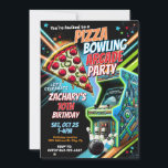 Pizza Arcade Bowling Party Invite for Kids<br><div class="desc">Celebrate your child's birthday with this vibrant and fun Bowling Arcade Birthday Invitation! Perfect for a high-energy celebration, this invitation combines retro neon colours with a playful arcade theme, setting the tone for an unforgettable pizza, bowling, and arcade party. Featuring a colourful design with bold fonts, a pizza slice, a...</div>