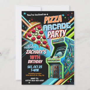 Pizza Arcade Party Invite for Kids