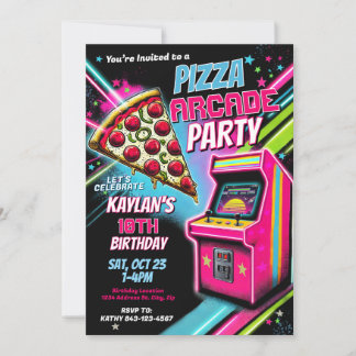 Pizza Arcade Party Invite for Kids