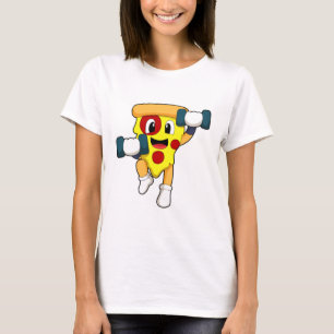 Pizza at Fitness with Dumbbells T-Shirt