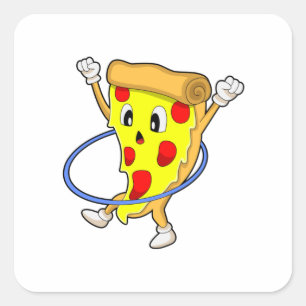 Pizza at Fitness with Fitness tires.PNG Square Sticker