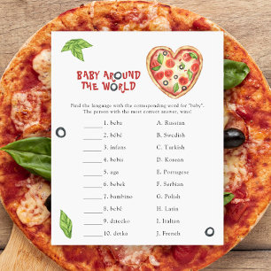 Pizza baby shower - baby around the world game